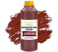 Creative Deco Mordente per Legno a Base d'Acqua | Colore Mogano | 1L | Vernice a Rapida Essiccazione | per Pannelli in Legno, Cemento, Mattoni Carta da Parati, Efficienza anche al Esterno