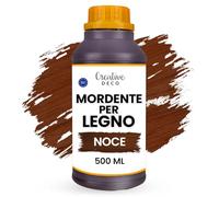 Creative Deco Mordente per Legno a Base d'Acqua, Colore Noce, 500ML, Vernice a Rapida Essiccazione | Non Tossica | per Pannelli in Legno, Cemento, Mattoni Carta da Parati, Efficienza anche al Esterno