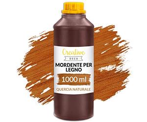 Creative Deco Mordente per Legno a Base d'Acqua | Colore Quercia | 1L | Vernice a Rapida Essiccazione | per Pannelli in Legno, Cemento, Mattoni Carta da Parati, Efficienza anche al Esterno
