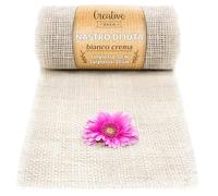 Creative Deco Nastro Juta Bianco 20 cm x 10 m Tessuto Naturale Bianco