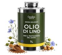 Creative Deco Olio di Lino Cotto per Legno 1000 ml | Olio Protettivo Trasparente con Cera Carnauba | Impregnante Legno per Mobili, Porte e Recinzioni, Finitura per Interni ed Esterni | Senza Solventi