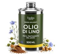 Creative Deco Olio di Lino Cotto per Legno 500ml con Cera Carnauba | Olio Protettivo Trasparente | Impregnante Legno per Mobili, Porte e Recinzioni | Finitura Interni ed Esterni | Senza Solventi
