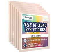 Creative Deco Pannelli di Legno per Pitturare | Set di 6 Pezzi | 30 x 30 cm | Travola Canvas Tela di Compensato | Ideale per Una Grande Varietà di Progetti Artistici