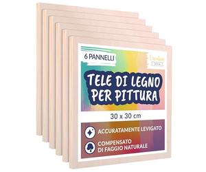 Creative Deco Pannelli di Legno per Pitturare | Set di 6 Pezzi | 30 x 30 cm | Travola Canvas Tela di Compensato | Ideale per Una Grande Varietà di Progetti Artistici