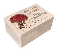 Creative Deco Personalizzata Idee Regalo San Valentino per lei/lui | Il tuo Testo Scatola Regalo di Legno - Rose | Personalizzato Scatola dei Ricordi | Per Donna, Uomo e Coppie