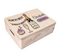 Creative Deco Personalizzata Scatola Regalo di Legno per Compleanno con Il tuo Testo | Personalizzato Scatola dei Ricordi | Per Donna, Uomo e Coppie | Stampa a colori | Motivo Festa per il Compleanno