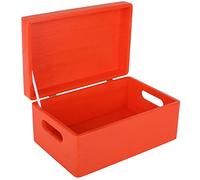 Creative Deco Rossa Grande Scatola in Legno | 30 x 20 x 14 cm | Coperchio e Maniglie | Cassetta Conteniore Portaoggetti Portagiochi Cofanetto Documenti Attrezzi | Perfetta per Decoupage e Decorare