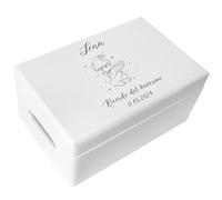 Creative Deco Scatola Bianca con Angelo in Preghiera per Battesimo | Personalizzabile con incisione, ideale come scatola dei ricordi, regalo e decorazione per il battesimo di bambini e bambine