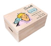 Creative Deco Scatola dei Ricordi in Legno con Angelo per Battesimo | Personalizzabile con incisione, ideale come regalo e decorazione per il battesimo di bambini e bambine