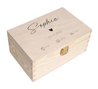 Creative Deco Scatola dei Ricordi in Legno Personalizzata per Bambini | Personalizzabile, ideale come cassetta dei ricordi e regalo di nascita per bambine e bambini