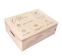 Creative Deco Scatola dei Ricordi Neonato/Nascita Personalizzata Regalo | Personalizzato Scatole Legno per Bambini | Incisione Cassetta Portaoggetti, Portagiochi | per Ragazzo e Ragazza