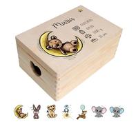 Creative Deco Scatola dei Ricordi per Bambini con Nome Personalizzato | Regalo di Nascita per Bambina e Bambino | Cassetta in Legno con Coperchio | Stampa a Colori