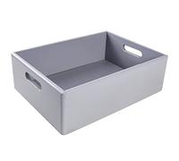 Creative Deco Scatola Grigia in Legno con Maniglie 40 x 30 x 13 cm | Cassetta Contenitore Portaoggetti | Ideale per Decoupage, Documenti e Attrezzi | Scatola Decorativa in Legno