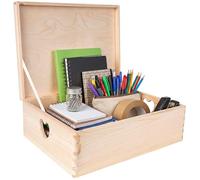 Creative Deco Scatola in Legno con Coperchio e Maniglie a Cuore 40 x 30 x 13 cm