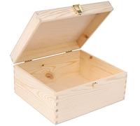 Creative Deco Scatola in legno grande con coperchio e serratura 29 x 25 x 14 cm