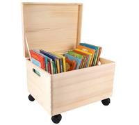 Creative Deco Scatola in Legno Naturale con Ruote 40 x 30 x 24 cm