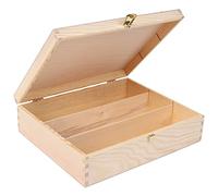 Creative Deco Scatola in Legno per Vino da Decorare | Cassetta Legno Porta Bottiglie Regalo da 3 Bottiglie da 0,7l | 35.1 x 30 x 10 cm (+/- 1 cm) | Cassetta Vintage con Coperchio e Serratura