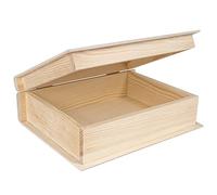 Creative Deco Grande Scatola Libro in Legno con Coperchio | 24 x 19 x 7.5 cm | Cassetta Conteniore Portaoggetti Portagiochi Cofanetto | Perfetta per Decoupage Documenti Giocattoli Attrezzi