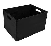 Creative Deco Scatola Nera in Legno con Maniglie 40 x 30 x 24 cm