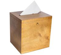 Creative Deco Scatola Noce Chiaro Porta Buste in Legno per Matrimonio | 29 x 25 x 30 cm | Salvadanaio non Apribile con Coperchio, Serratura e Chiave | Scatola Regalo, Porta Carte | Cassetta Decoupage