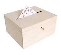 Creative Deco Scatola Porta Buste in Legno per Matrimonio | 29 x 25 x 15 cm | Salvadanaio non Apribile con Coperchio, Serratura e Chiave | Scatola Regalo, Cassetta Porta Carte | Perfetta per Decoupage