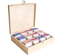 Creative Deco Scatola Porta Tè e Tisane in Legno per Natale | Porta Oggetti 12 Scomparti | 29x25x7.5cm +/-0.5cm | Portagioie, Tè | Coperchio, Serratura e Divisori Rimovibili | Decoupage, Regalo