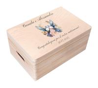 Creative Deco Scatola Regalo di Matrimonio in Legno con Colombe Blu