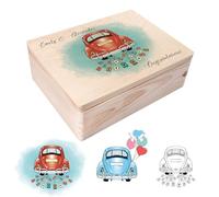 Creative Deco Scatola Regalo di Matrimonio in Legno Personalizzata - Auto da Matrimonio | Scatole della Memoria - Personalizzato per Nozze | Incisione | Stampa a colori