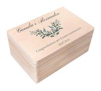 Creative Deco Scatola Regalo di Matrimonio in Legno Personalizzata - Ramoscelli | Scatole della Memoria - Personalizzato per Nozze | Incisione | Stampa a colori