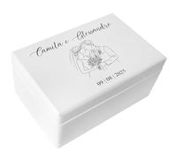 Creative Deco Scatola Regalo di Matrimonio in Legno Personalizzata - Uomo e Donna per Matrimonio | Bianca Scatole della Memoria - Personalizzato per Nozze | Incisione | Stampa a colori