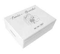 Creative Deco Scatola Regalo di Matrimonio in Legno Personalizzata - Uomo e Donna per Matrimonio | Bianca Scatole della Memoria - Personalizzato per Nozze | Incisione | Stampa a colori