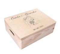 Creative Deco Scatola Regalo di Matrimonio in Legno Personalizzata - Uomo e Donna per Matrimonio | Scatole della Memoria - Personalizzato per Nozze | Incisione | Stampa a colori