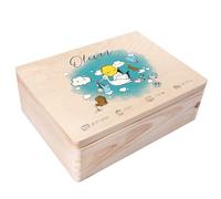 Creative Deco Scatola Ricordo Nascita Personalizzata, Cicogna Blu