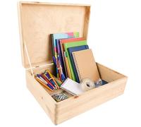 Creative Deco Scatola XL in Legno Grezzo con Coperchio, 40 x 30 x 14 cm