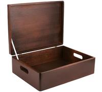 Creative Deco XL Marrone Grande Scatola Legno | 40 x 30 x 14 cm | Coperchio e Maniglie | Cassetta Conteniore Portaoggetti Portagiochi Cofanetto Documenti Attrezzi | Perfetta per Decoupage e Decorare