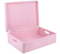 Creative Deco XL Rosa Grande Scatola in Legno | 40 x 30 x 14 cm | Coperchio e Maniglie | Cassetta Conteniore Portaoggetti Portagiochi Cofanetto Documenti Attrezzi | Perfetta per Decoupage e Decorare