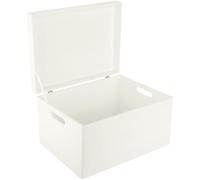 Creative Deco Scatola XXL in Legno Bianca, 40 x 30 x 24 cm | In legno, con coperchio e maniglie, per decoupage e decorazione, contenitore portaoggetti e portagiochi