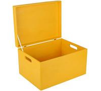 Creative Deco XXL Gialla Grande Scatola in Legno Porta Oggetti | 40 x 30 x 24cm | Coperchio e Maniglie | Contenitore Giochi Bambini Cassetta Baule Portagiochi | Per Decoupage e Decorare, Regalo
