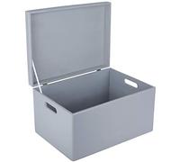 Creative Deco Scatola in legno porta oggetti XXL Grigia – 40 x 30 x 24 cm, coperchio e maniglie