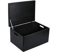 Creative Deco XXL Nera Grande Scatola in Legno Porta Oggetti | 40 x 30 x 24 cm | Coperchio e Maniglie | Contenitore Giochi Bambini Cassetta Baule Portagiochi | Per Decoupage e Decorare, Regalo