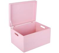 Creative Deco XXL Rosa Grande Scatola in Legno Porta Oggetti | 40 x 30 x 24 cm | Coperchio e Maniglie | Contenitore Giochi Bambini Cassetta Baule Portagiochi | Per Decoupage e Decorare, Regalo