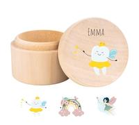 Creative Deco Scatolina in Legno Personalizzata per il Primo Dente da Latte | Per Bambino e Bambina | Fatina dei Denti | Dimensioni: 5,5 x 5,5 x 4,5 cm | Regalo per Compleanno, Battesimo, Baby Shower