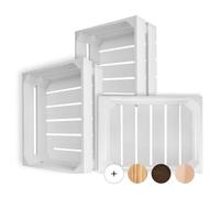 Creative Deco Set 3 x Cassetta Bianca in Legno | 40 x 30 x 15 cm | Cassetta di Legno in Stile Vintage, Shabby | Scatola Porta Oggetti, Portafrutta, Cassette Decorazioni, Regali per la Decorazione DIY