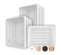 Creative Deco Set 3 x Cassetta Bianca in Legno | 50 x 40 x 30 cm | Cassetta di Legno in Stile Vintage Shabby | Scatola Porta Oggetti, Portafrutta, Cassette Decorazioni, Regali per Decorazione DIY