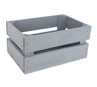 Creative Deco Set 3 x Cassetta Grigia in Legno | 30 x 20 x 15 cm | Cassetta di Legno in Stile Vintage, Shabby | Scatola Porta Oggetti, Portafrutta, Cassette Decorazioni, Regali per la Decorazione DIY