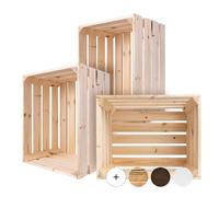 Creative Deco Set 3 x Cassetta in Legno Naturale | 50 x 40 x 30 cm | Cassetta di Legno in Stile Vintage Shabby | Scatola Porta Oggetti, Portafrutta, Cassette Decorazioni, Regali per la Decorazione DIY