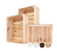 Creative Deco Set da 3 Cassette in Legno Naturale, 40 x 30 x 15 cm