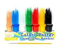 Creative Deco Tempere Lavabili per Bambini Colori Pittura a Dita Set | 6 x 20 ml Bottiglie Multicolore + 1 Gratis | Colori Base Fluorescenti Glitter Metallizzati Neon | Principianti e Professionisti