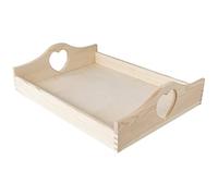 Creative Deco Vassoio Legno Rettangolare con Maniglie Cuore | 35 x 25 x 10,5 cm | Vassoio da Portata e da Tavolo Ideale per Servire Colazione da Letto, Caffè | Serving Tray Decorativo, Servizio Piatti