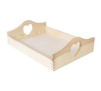 Creative Deco Vassoio Legno Rettangolare | Maniglie Cuore | 35 x 25 x 10.5 cm | Vassoio da Portata da Letto per Servire Colazione, Caffe | Servizio Piatti, Vassoio Decorativo per la Cucina, Soggiorno